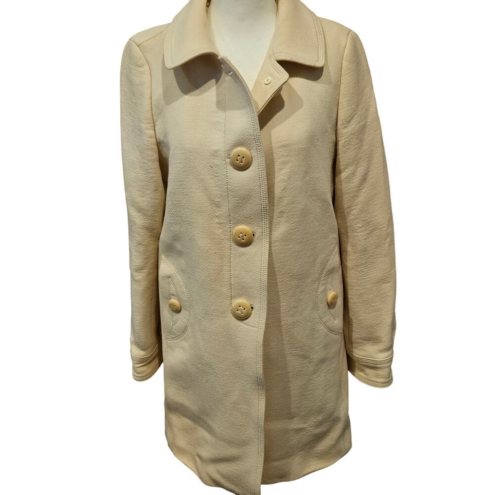 J crew Womens wool blend silky lined cream colored day coat small medium sz 6